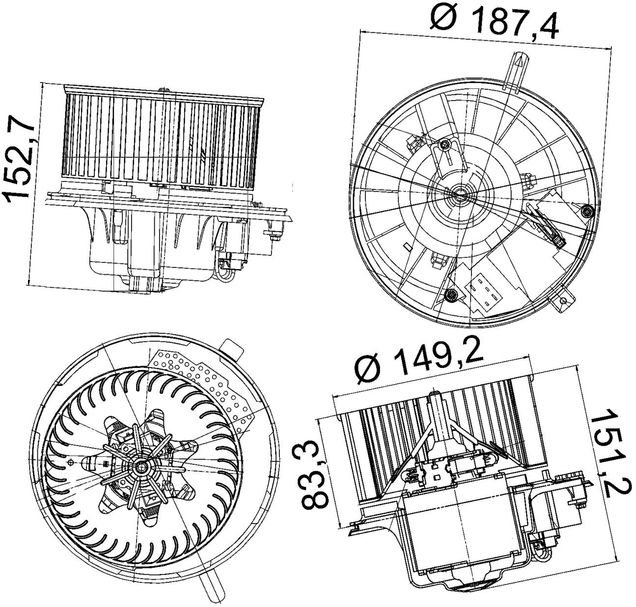 Audi VW Blower Motor (w/ Regulator) 1K1820015Q - Behr 351043221